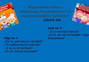 Zdjęcie wypowiedzi dzieci na temat święta Babci i Dziadka.