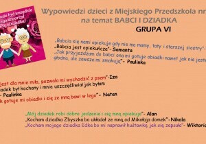 Zdjęcie wypowiedzi dzieci na temat święta Babci i Dziadka.