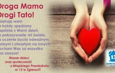Plakat z życzeniami dla mamy i taty.