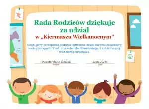 Rada Rodzic&oacute;w dziękuje za udział w kiermaszu wielkanocnym.