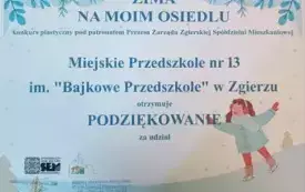 Zdjęcie podziękowania za udział w konkursie plastycznym Zima na moim osiedlu