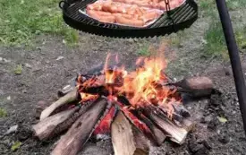Zdjęcie kiełbasek na grillu.