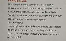Dyżur wakacyjny 2026