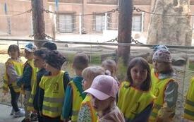 Dzieci zwiedzają zoo