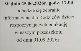 Informacja dla rodzic&oacute;w 