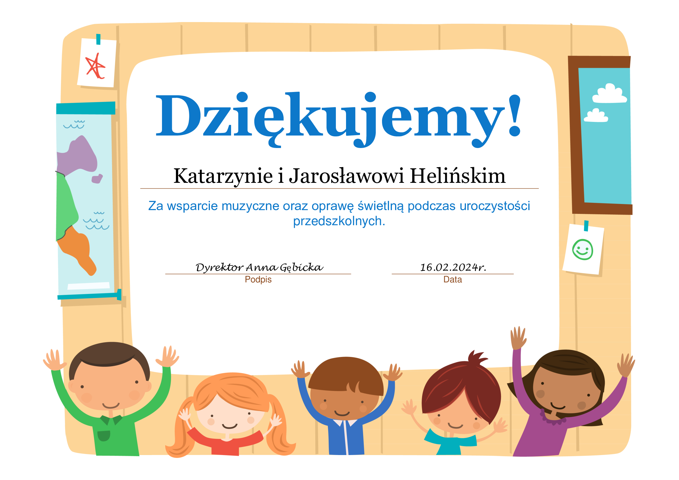 Podziękowania dla Katarzyny i Jarosława Helińskich