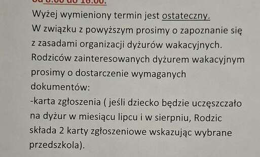 Dyżur wakacyjny 2026
